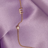 Monogram Necklace with Diamond Yellow Gold
