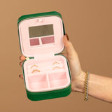 Travel Jewelry Case - Green/Pink