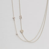 Monogram Necklace with Heart White Gold