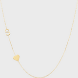 Monogram Necklace with Heart Yellow Gold