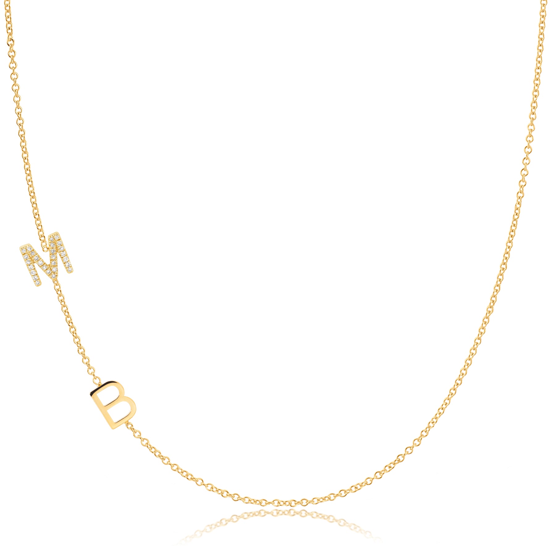 Custom Gold Necklace - 2 Letters | Color: 14K Yellow Gold | Size: 18 by Maya Brenner