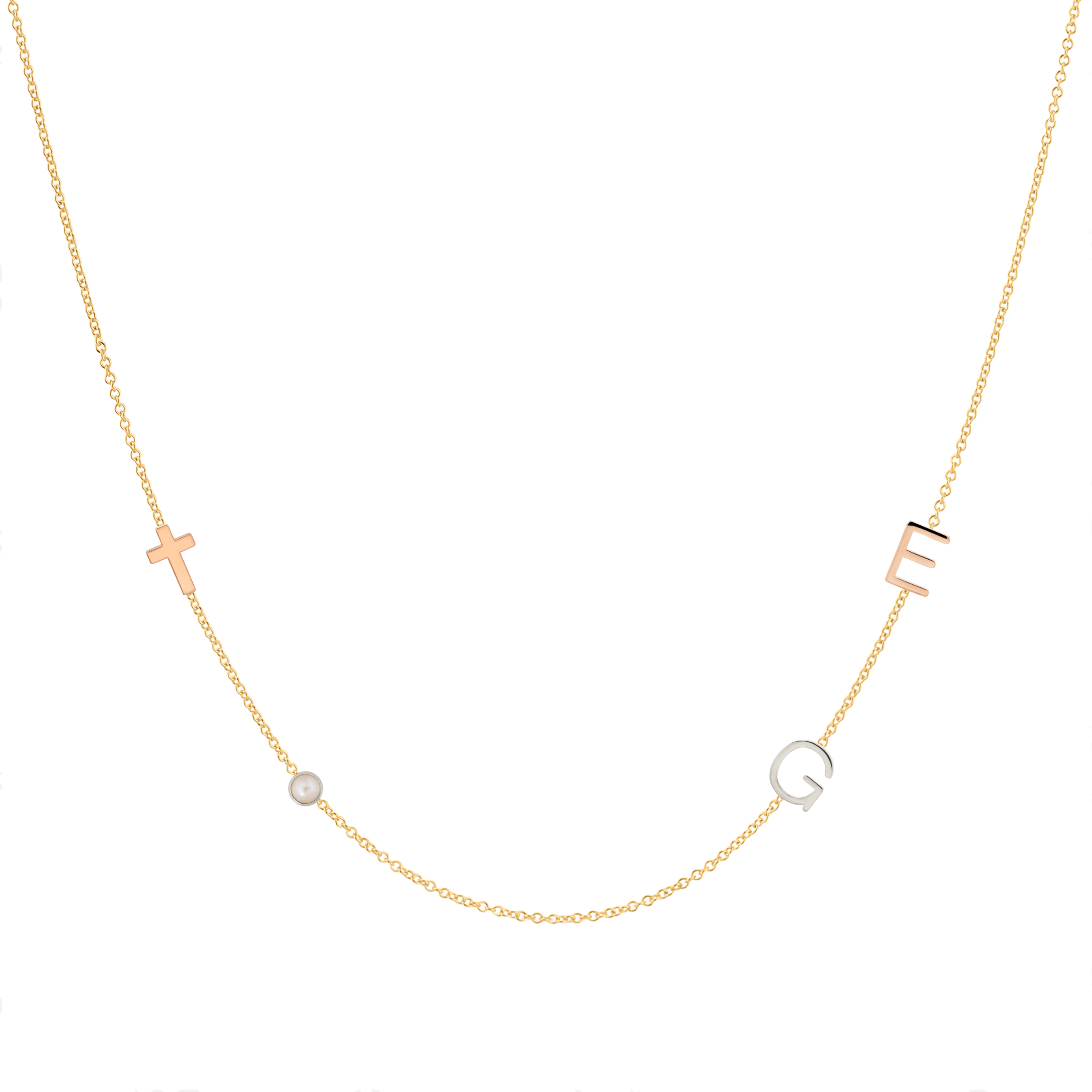 Custom Mixed Gold Necklace 4 Letter Maya Brenner