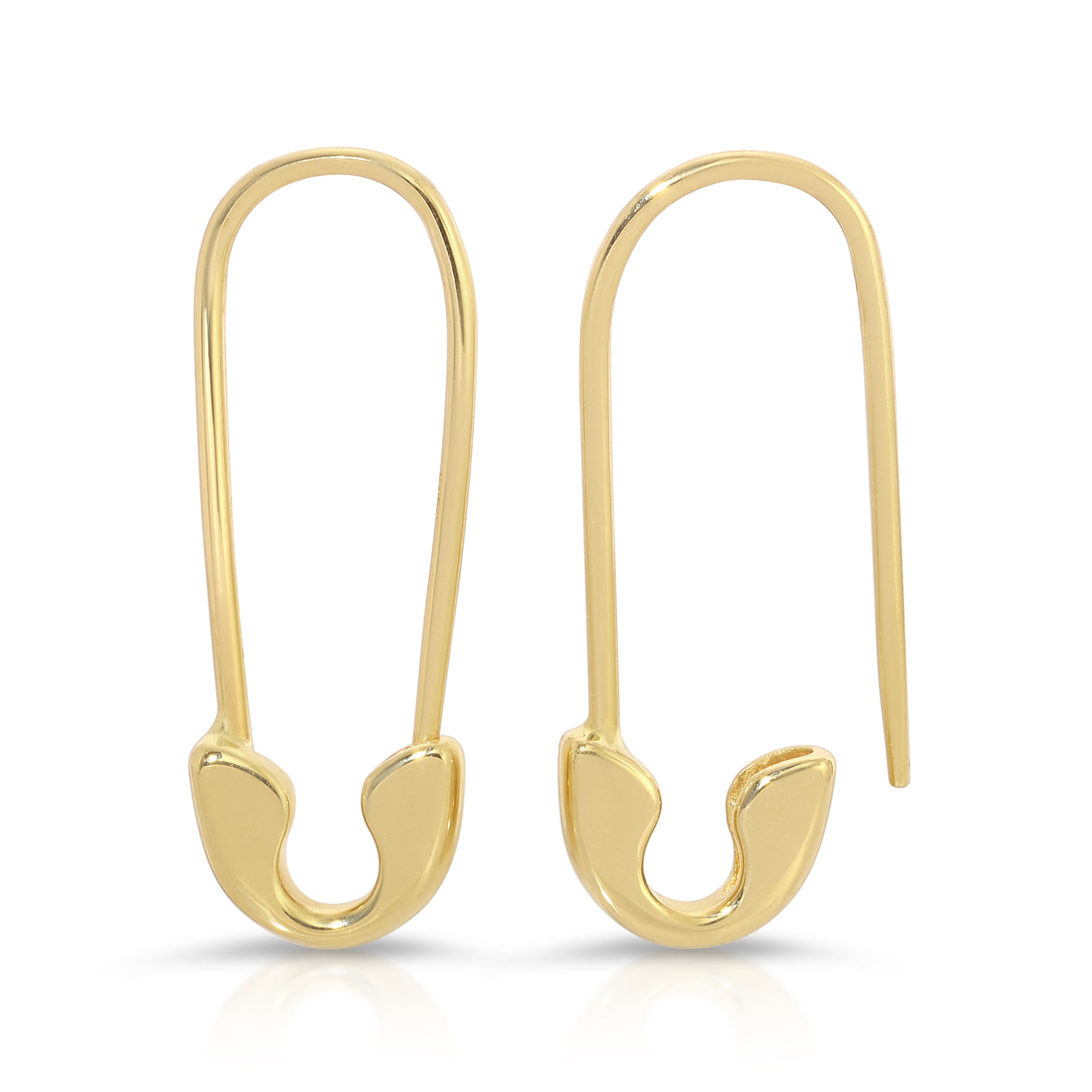 14K YELLOW GOLD LARGE SAFETY PIN EARRINGS