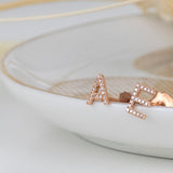 14K Gold Pavé Letter Stud