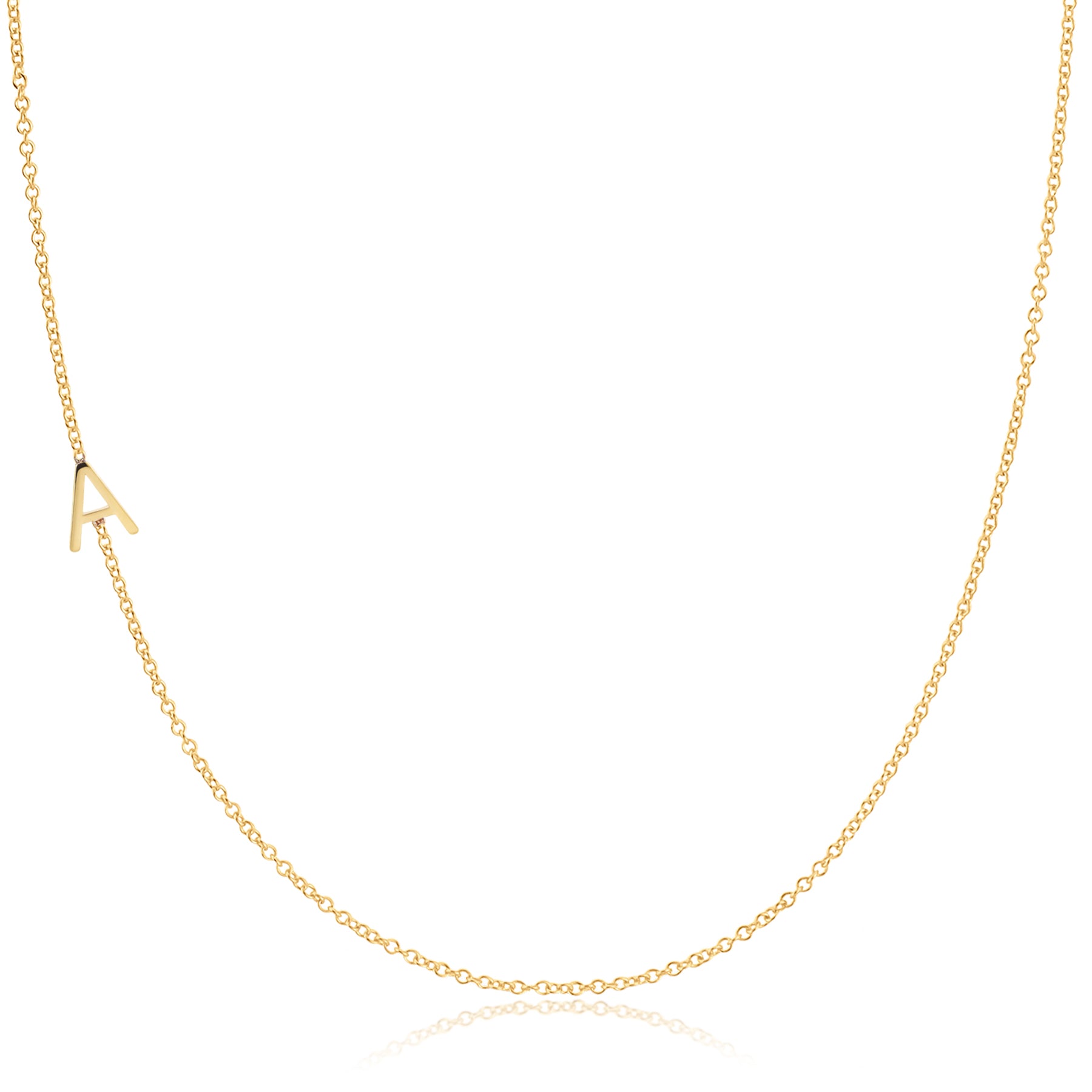 14K Solid Yellow Gold Initial Necklace