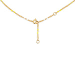 The back of a Confetti Necklace - Yellow on a white background. 