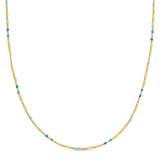 A Confetti Necklace - Blue on a white background. 