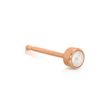 A Birthstone Stud - Pearl (June) in rose gold on a white background.