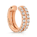 A Pavé Double Ear Cuff in rose gold on a white background.