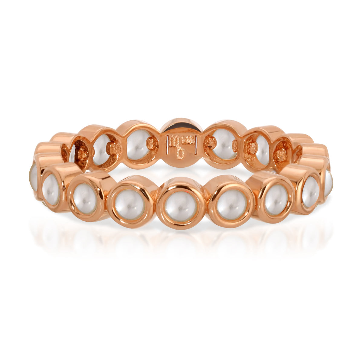 The Lily Bouquet Ring in rose gold on a white background.