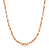 A rose gold Rolo Necklace on a white background. 