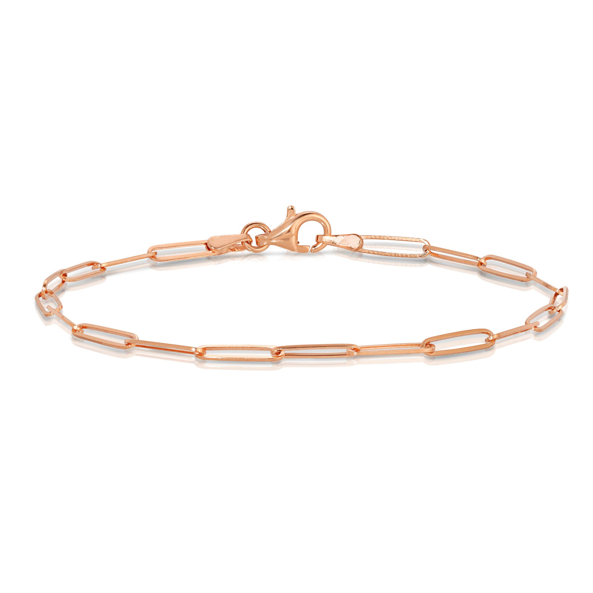An Element Long Link Bracelet in rose gold on a white background. 