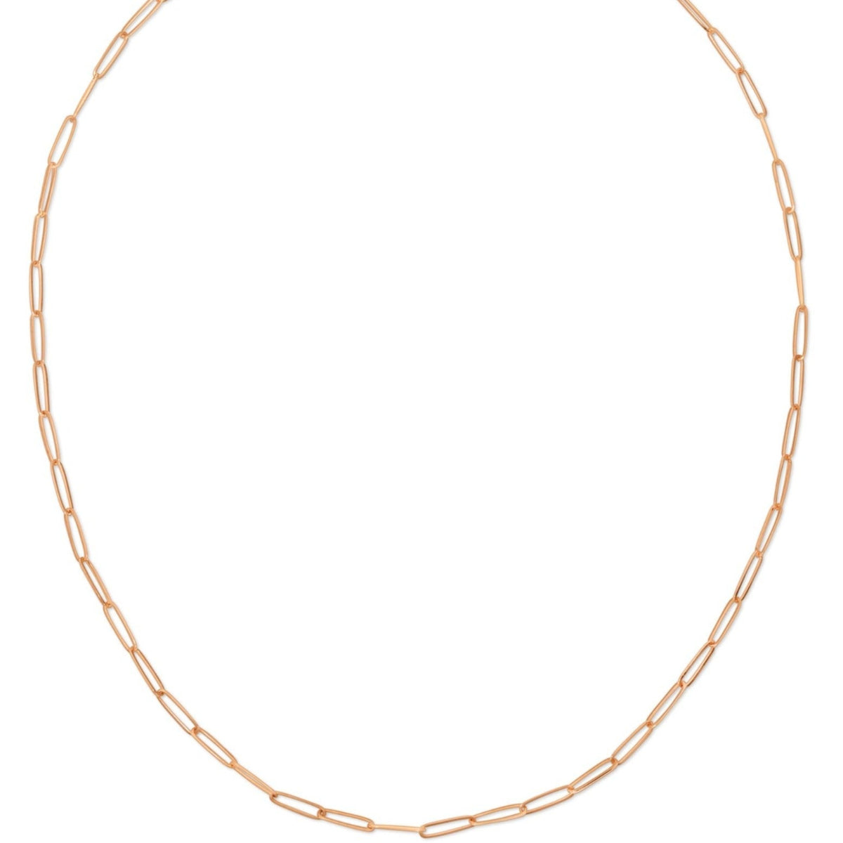 An Element Long Link Chain in rose gold on a white background. 