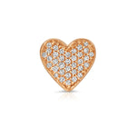 A Pavé Charm Stud - Heart in rose gold on a white background. 