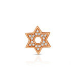 A Pavé Charm Stud - Star of David in rose gold on a white background.