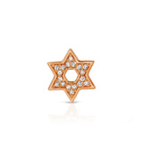 A Pavé Charm Stud - Star of David in rose gold on a white background.