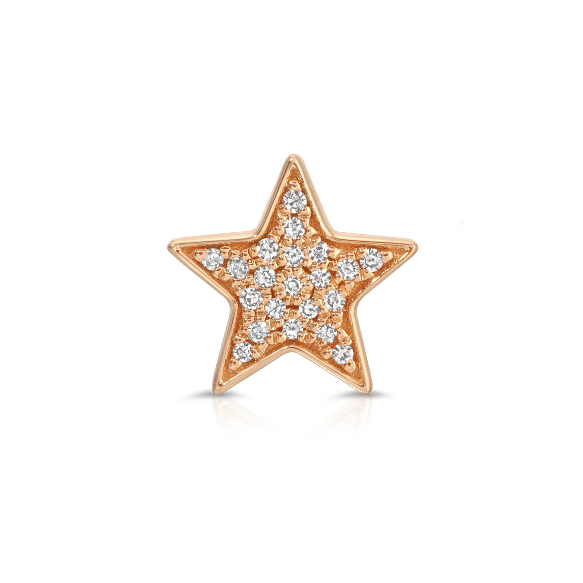 A Pavé Charm Stud - Star in rose gold on a white background.         