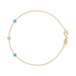 rose Gold bracelet with turquoise stones on a white background