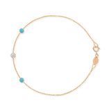 rose Gold bracelet with turquoise stones on a white background