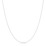 A Classic Bead Chain in white gold on a white background. 