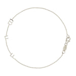 A white gold BFF Bracelet in a beaded chain bracelet on a white background. 