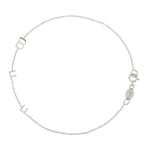 A white gold BFF Bracelet in a cable chain bracelet on a white background. 