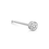 A Birthstone Stud - Diamond (April) in white gold on a white background.