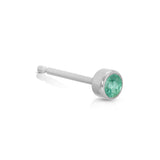 A Birthstone Stud - Emerald (May) in white gold on a white background.
