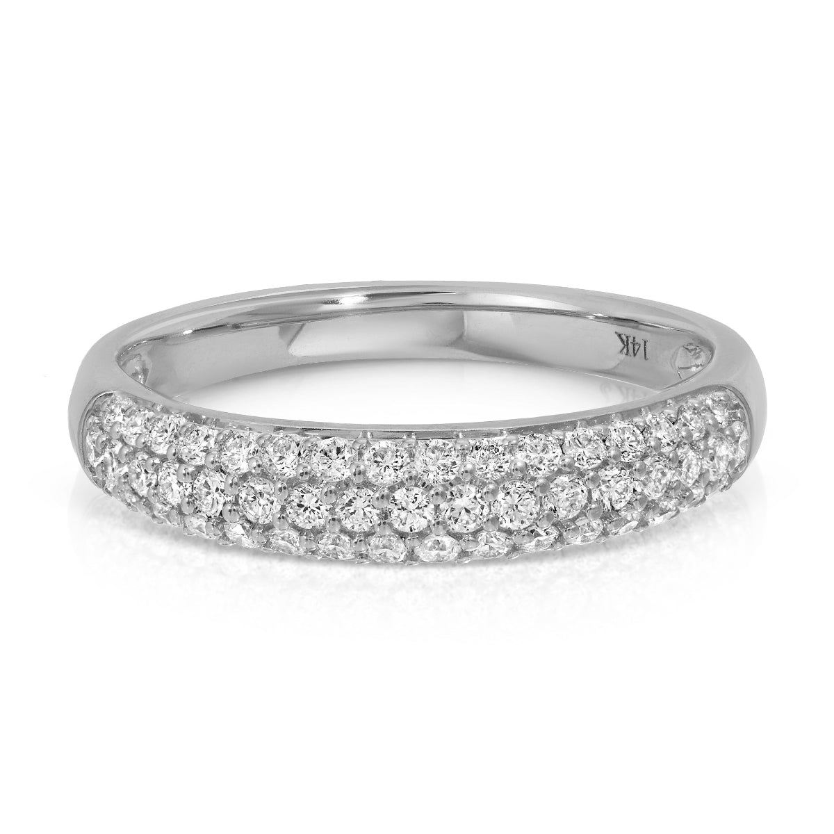 A Cosmo Ring in white gold on a white background. 