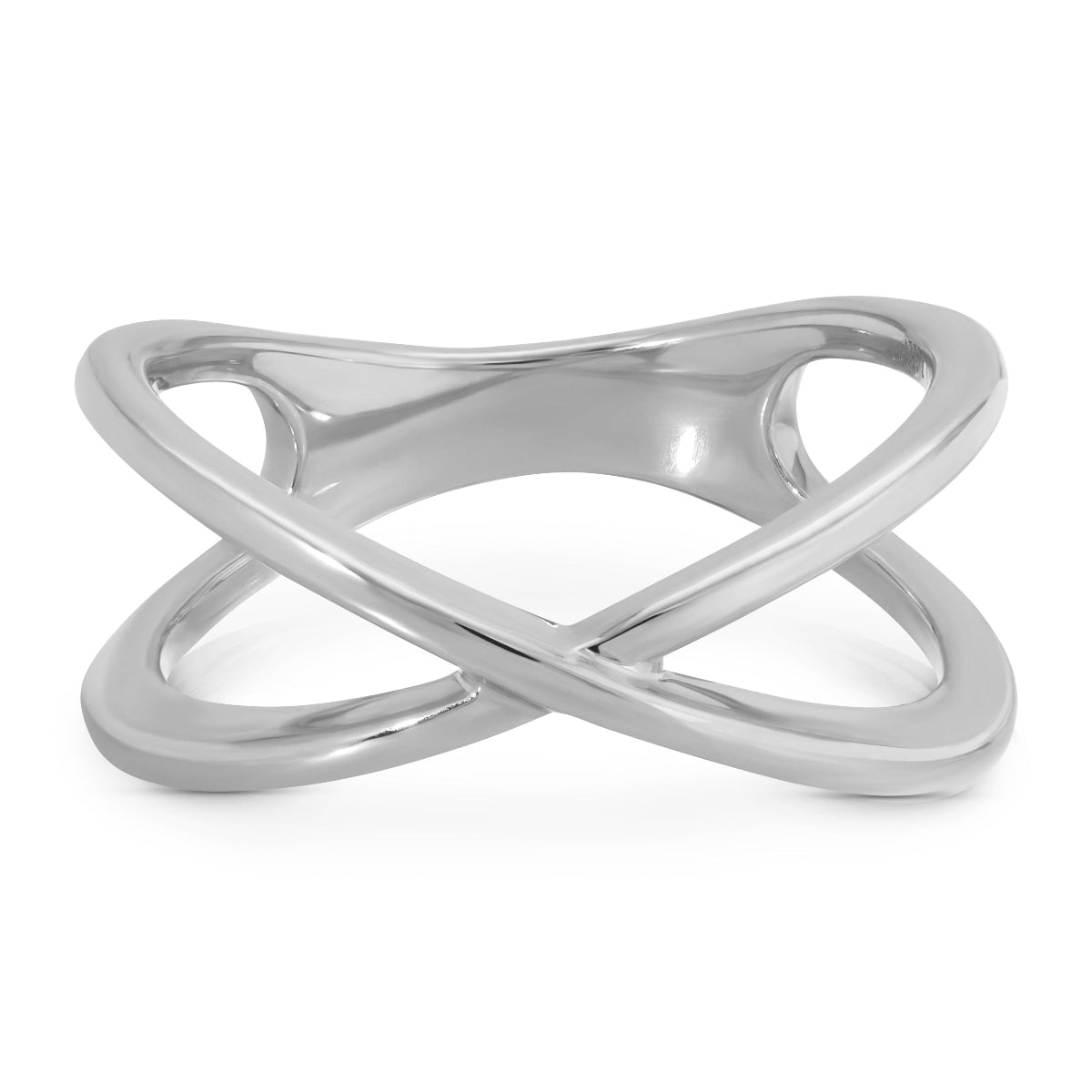 A Criss-Cross Duo Ring in white gold on a white background. 