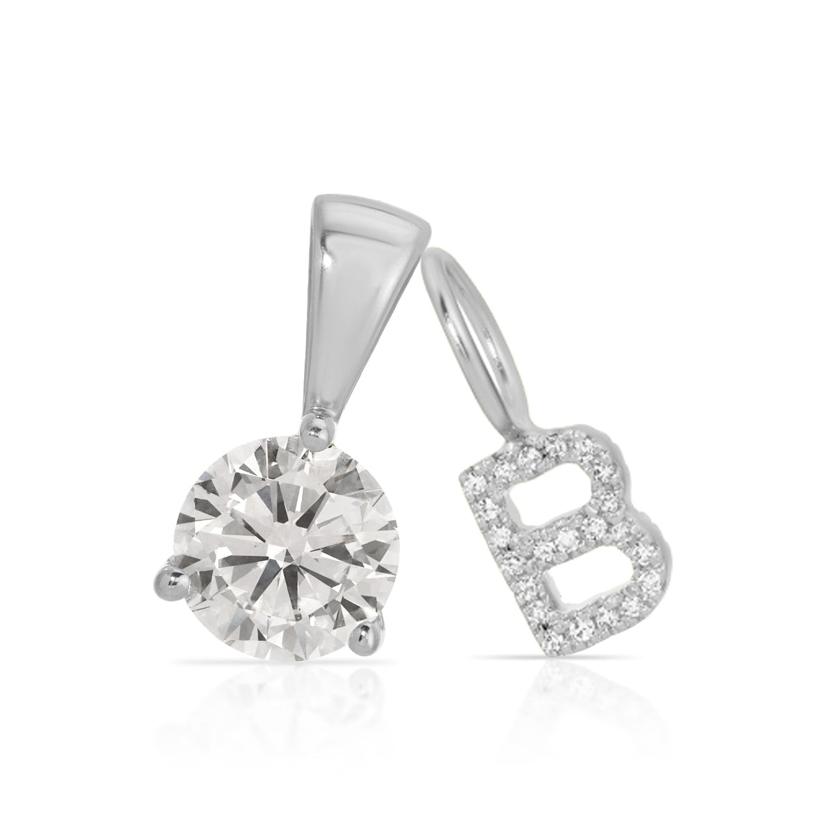A Diamond Letter Jumble in white gold on a white background. 