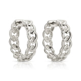 A pair of Link Hoops in white gold on a white background. 
