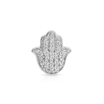 A Pavé Charm Stud - Hamsa in white gold on a white background.
