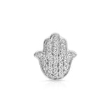 A Pavé Charm Stud - Hamsa in white gold on a white background.
