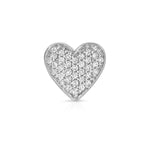 A Pavé Charm Stud - Heart in white gold on a white background. 