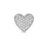 A Pavé Charm Stud - Heart in white gold on a white background. 