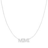 A Pavé MIMI Necklace in white gold on a cable chain on a white background.