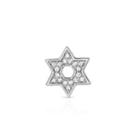 A Pavé Charm Stud - Star of David in white gold on a white background.