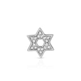 A Pavé Charm Stud - Star of David in white gold on a white background.