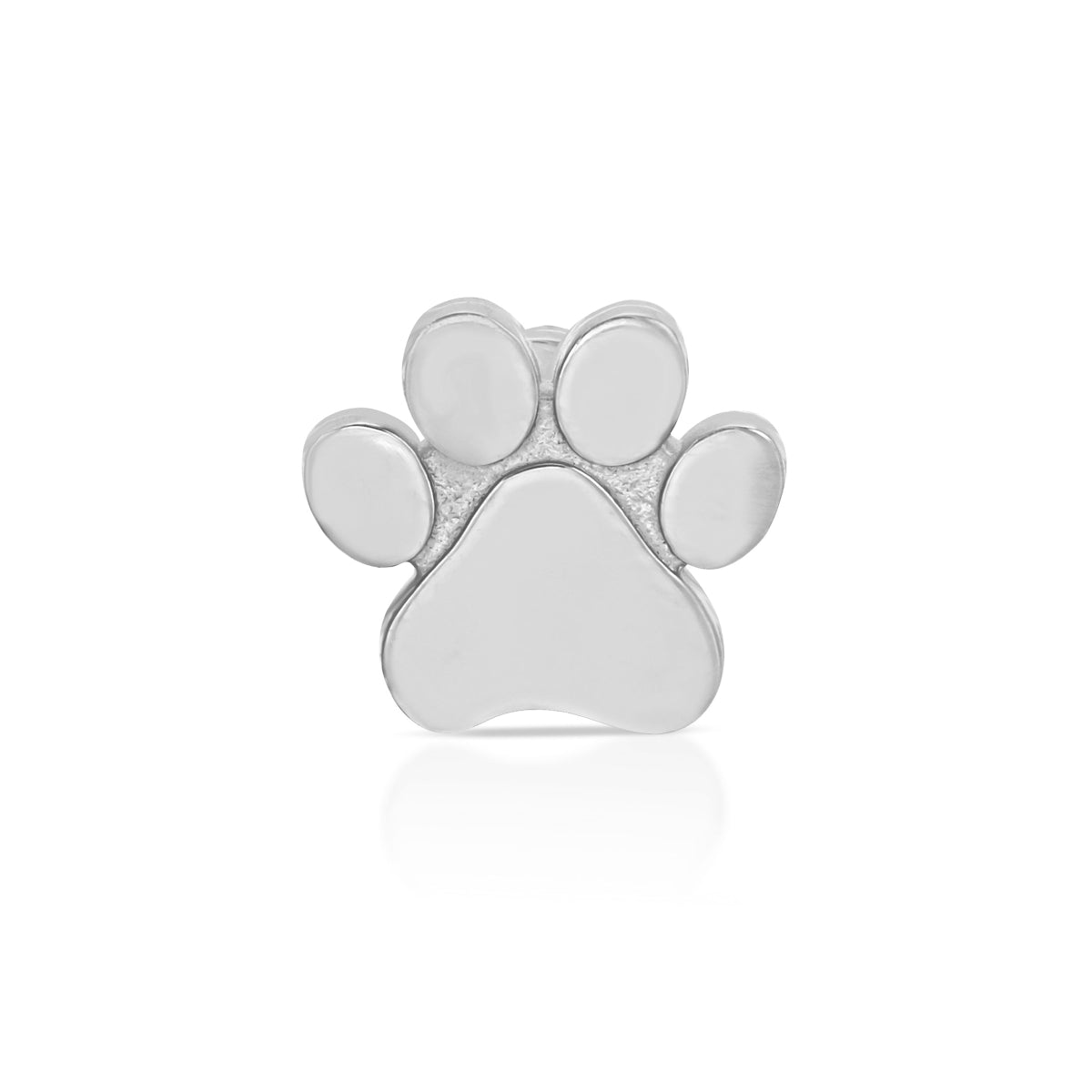A Charm Stud - Paw in white gold on a white background. 