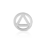 A Charm Stud - Recovery in white gold on a white background.