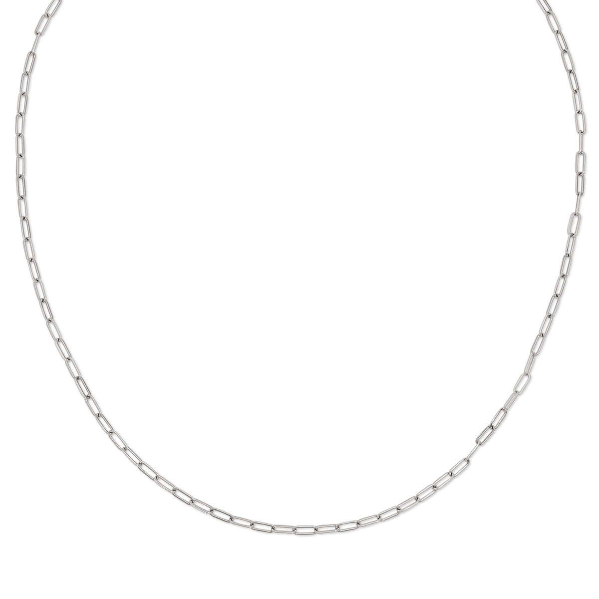 An Element Short Link Chain in white gold on a white background. 