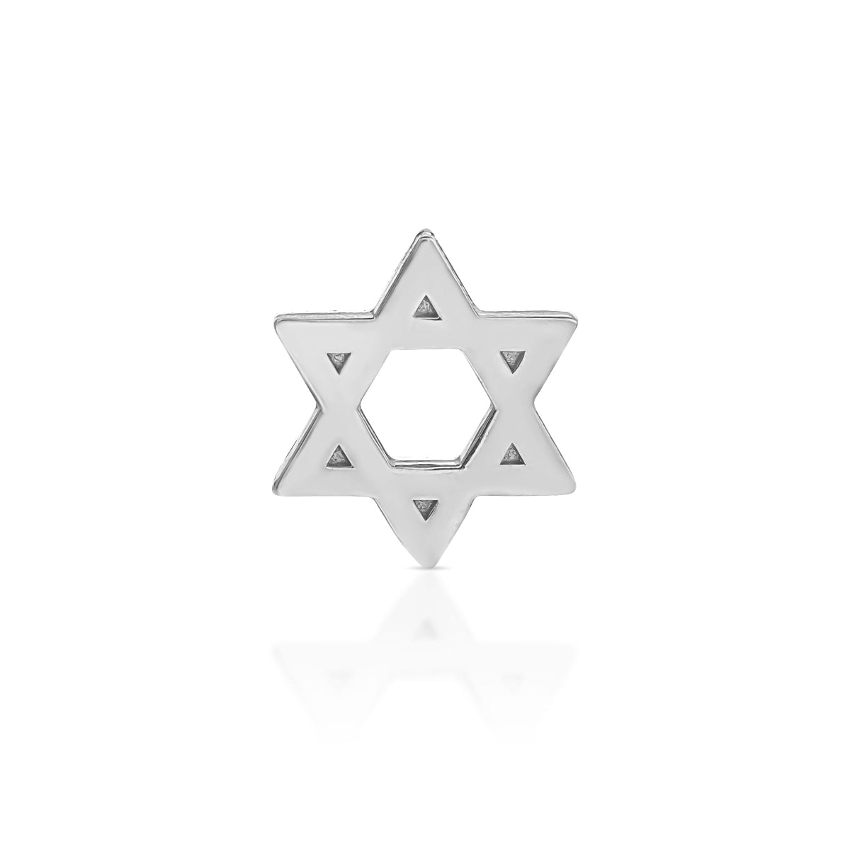A Charm Stud - Star of David in white gold on a white background.
