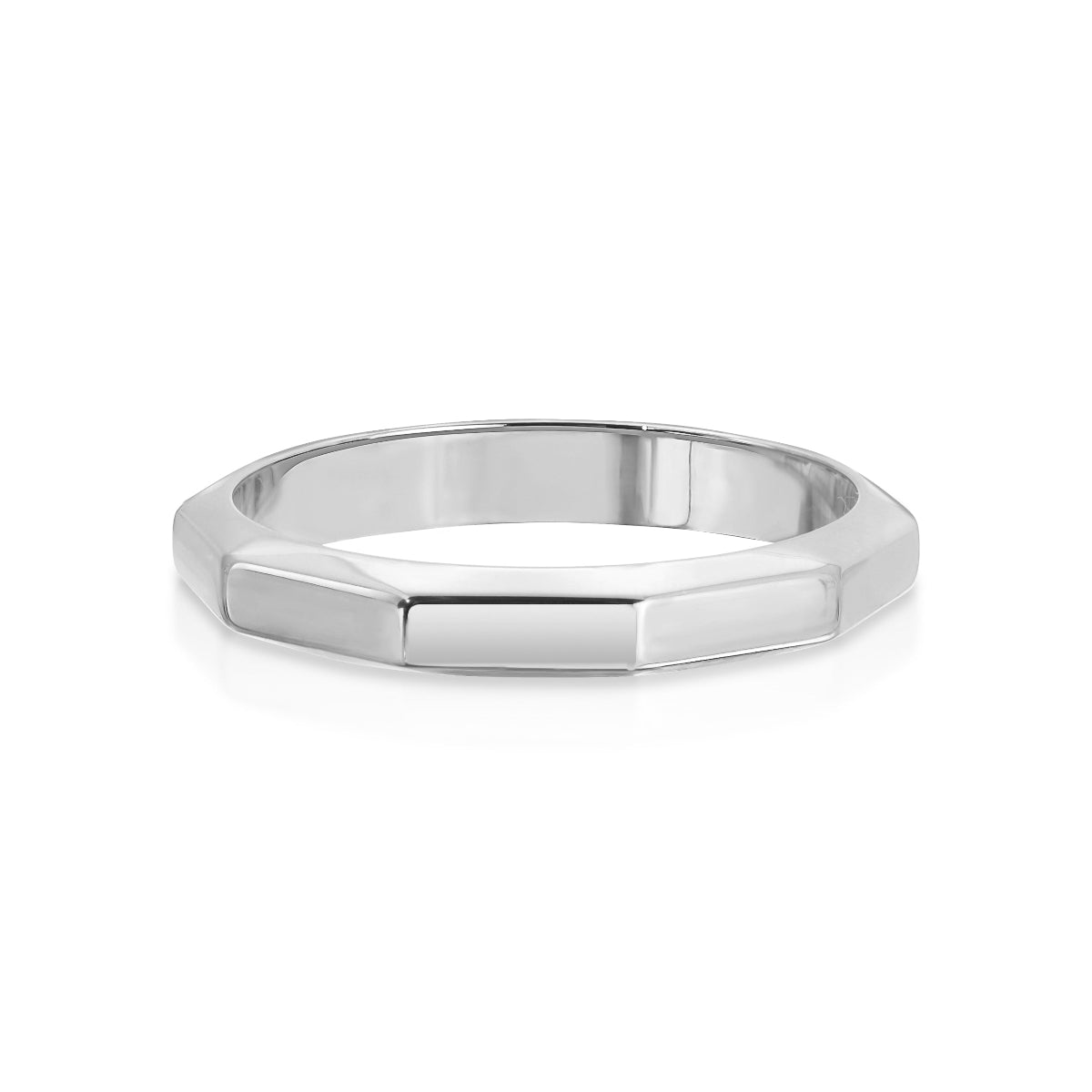 A Tenfold Ring in white gold on a white background. 