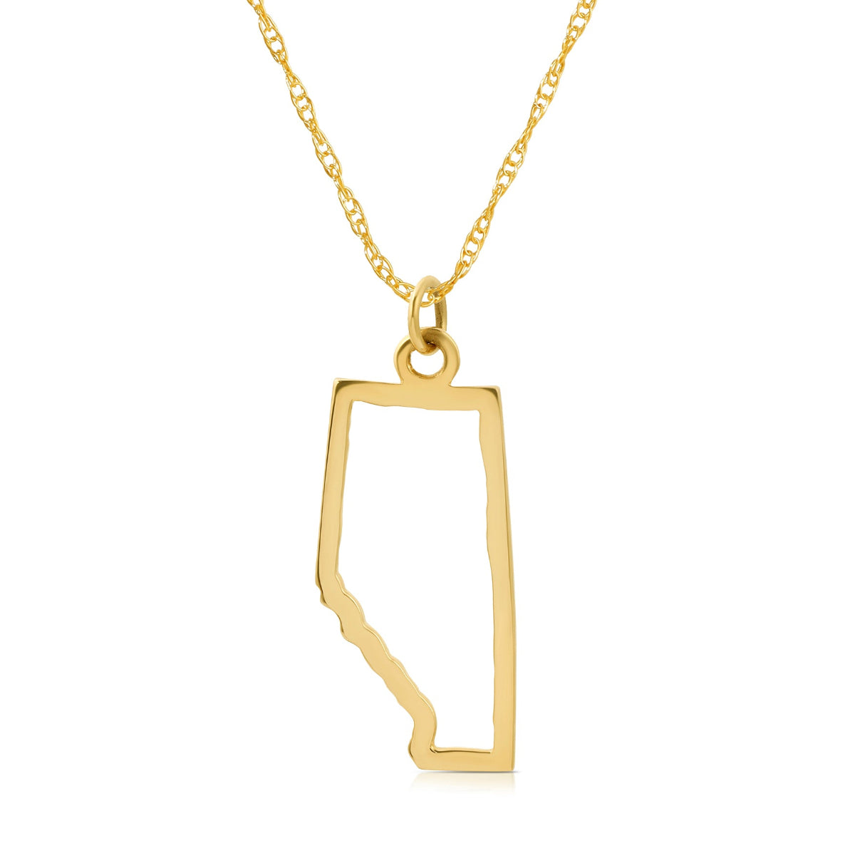 An Alberta necklace in yellow gold on a white background. 