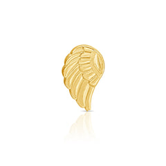 A Charm Stud - Angel Wing in yellow gold on a white background. 
