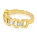 A C'est Moi Link Ring in yellow gold on a white background. 