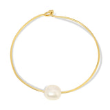 A Baroque White Pearl Bangle on a white background. 