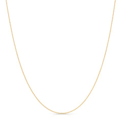 A Classic Bead Chain in yellow gold on a white background. 