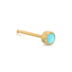 A Birthstone Stud - Turquoise (December) in yellow gold on a white background.